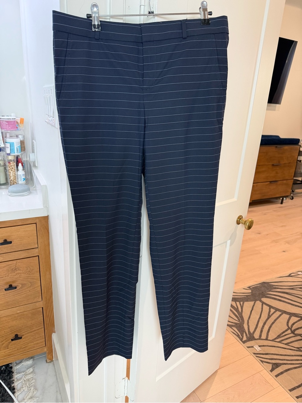 Banana Republic Navy with White Pinstripe Dress Pants